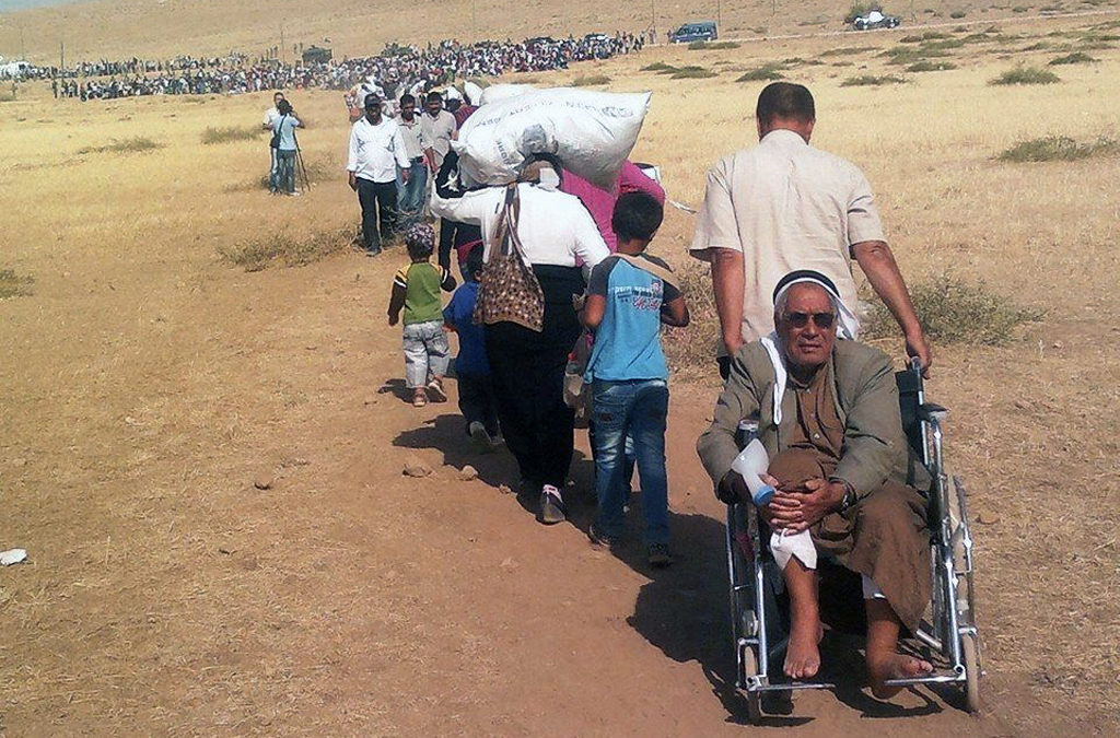Massive influx of Syrian Kurdish refugees into Turkey, September 22, 2014.