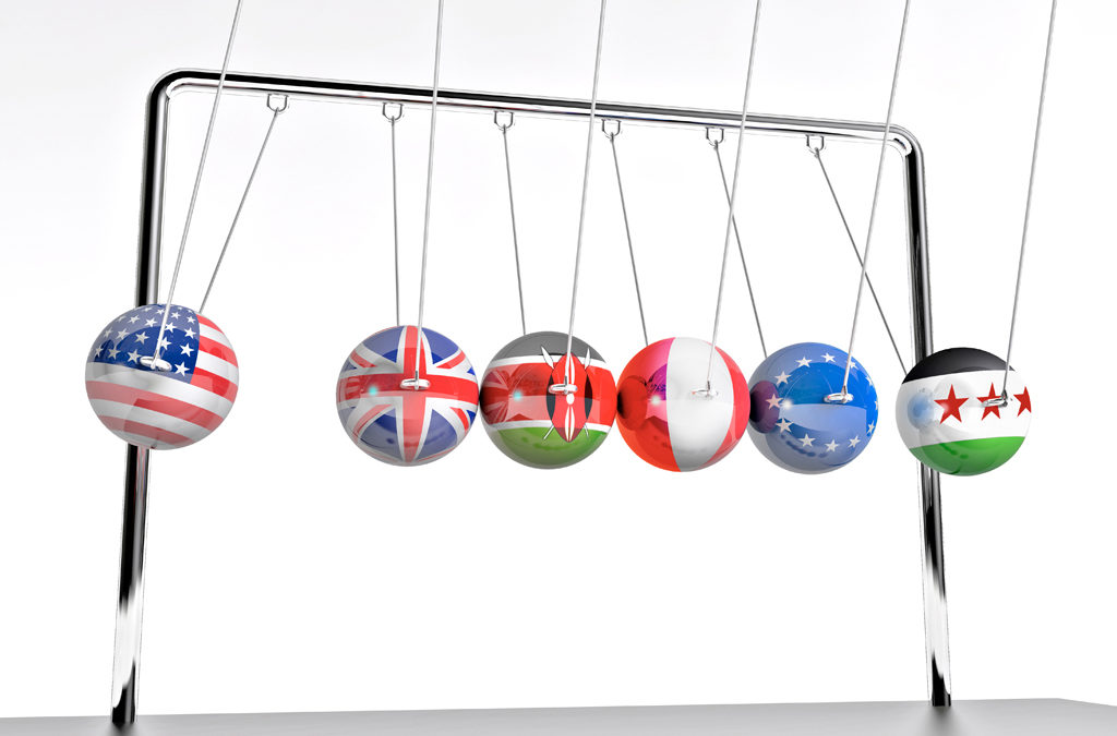 Newton's Cradle with Flags